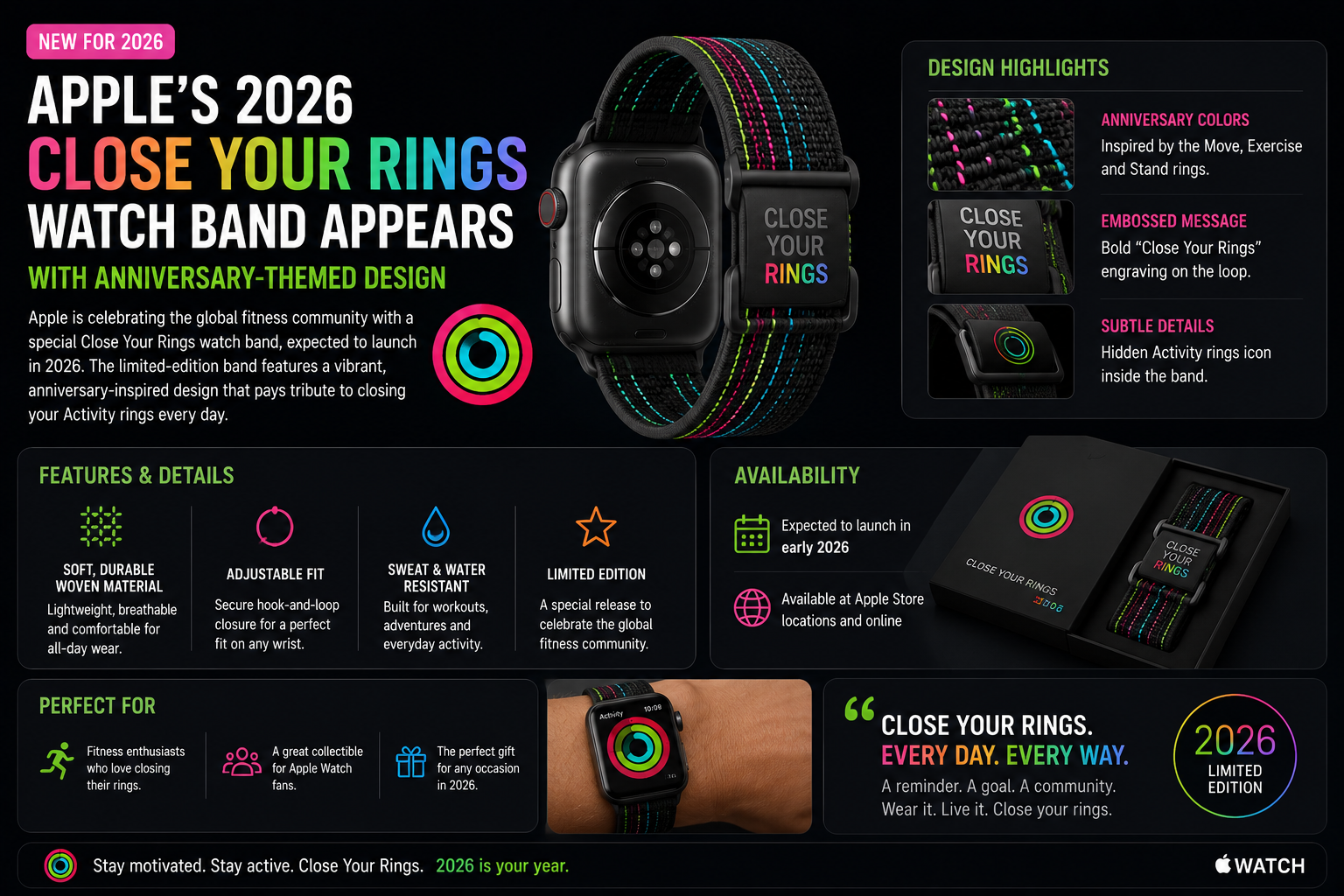 Apple's 2026 Close Your Rings Watch Band Revealed With Special Anniversary-Inspired Design