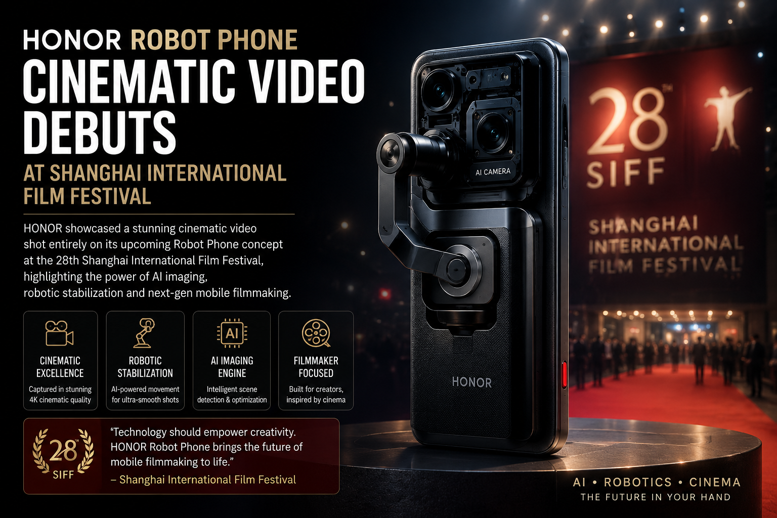 HONOR Robot Phone Concept Showcases Cinematic Filmmaking Vision at Shanghai International Film Festival