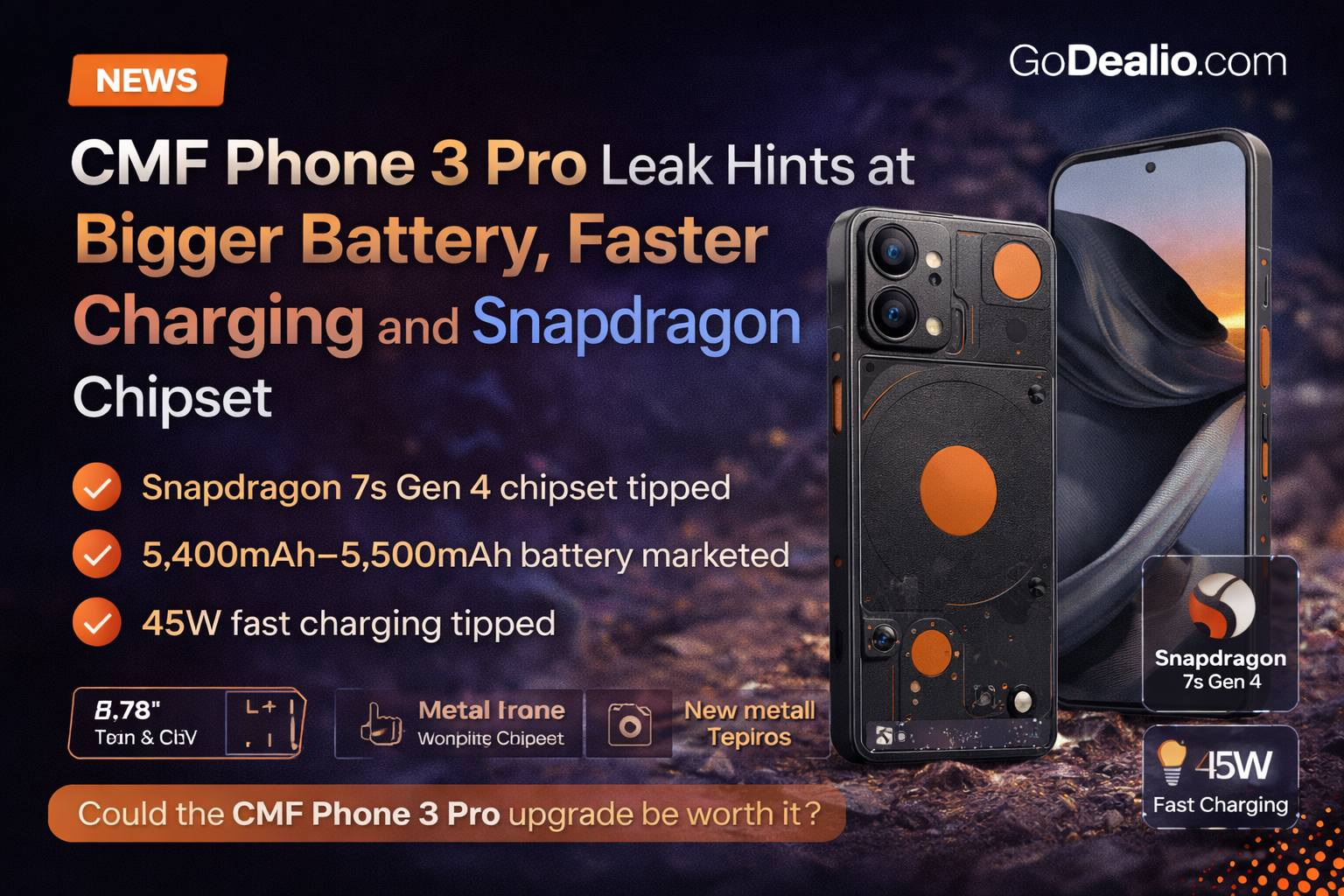 CMF Phone 3 Pro leak hints at bigger battery, faster charging and Snapdragon chipset