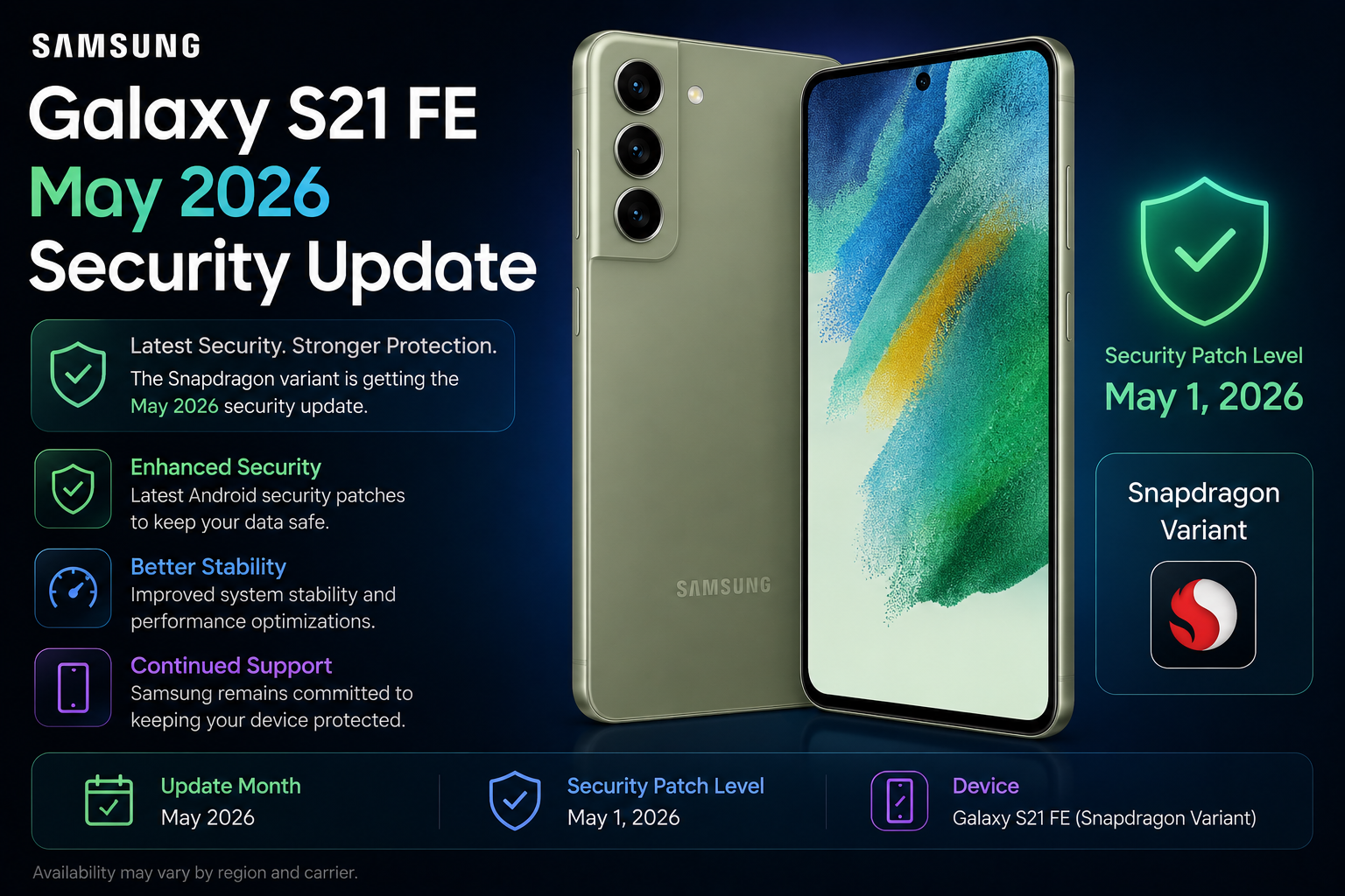 Samsung Expands Galaxy S21 FE's May 2026 Security Update to Its Snapdragon Variant