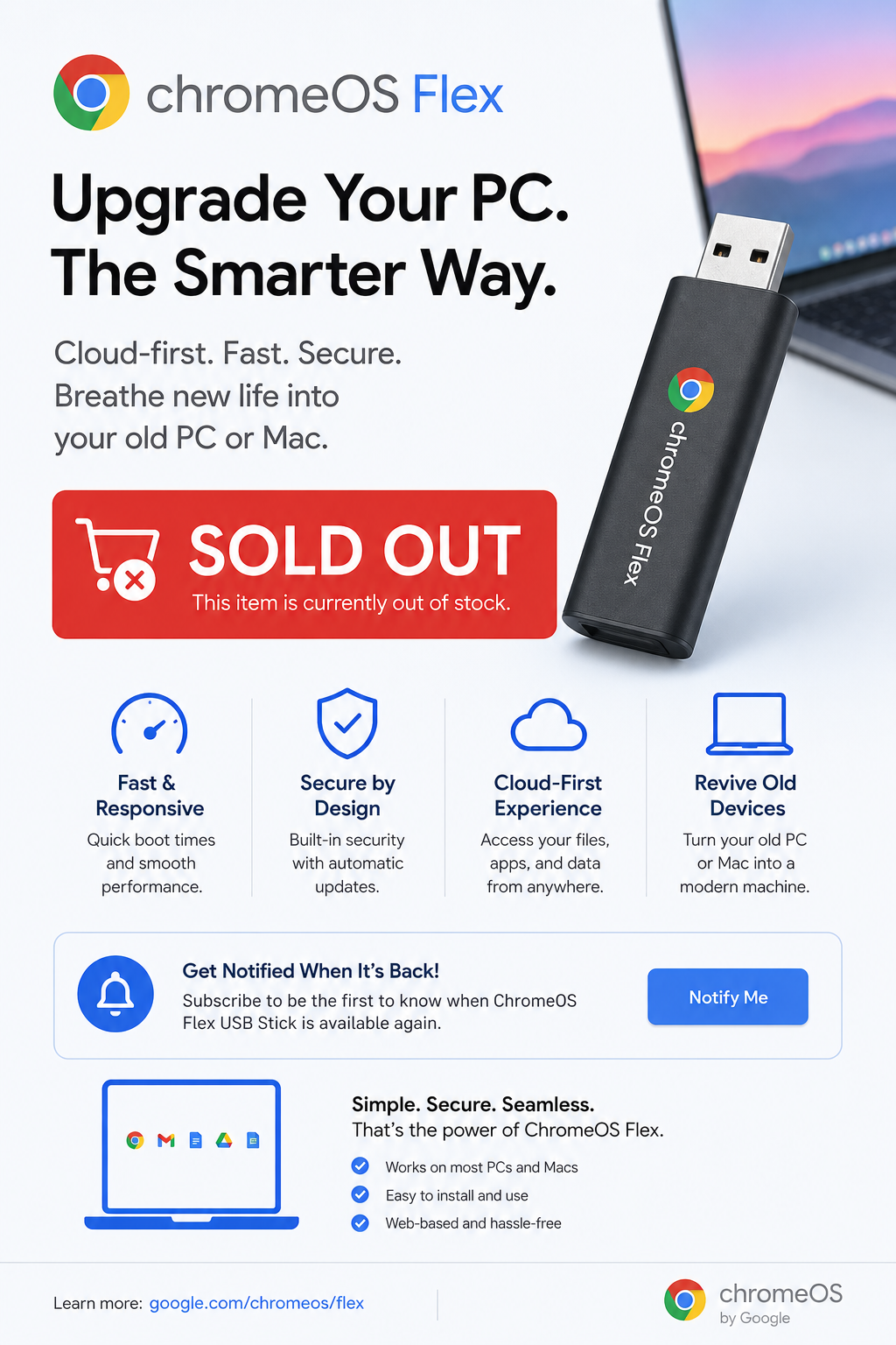Google’s $3 ChromeOS Flex USB stick sells out, highlights demand for reviving old laptops