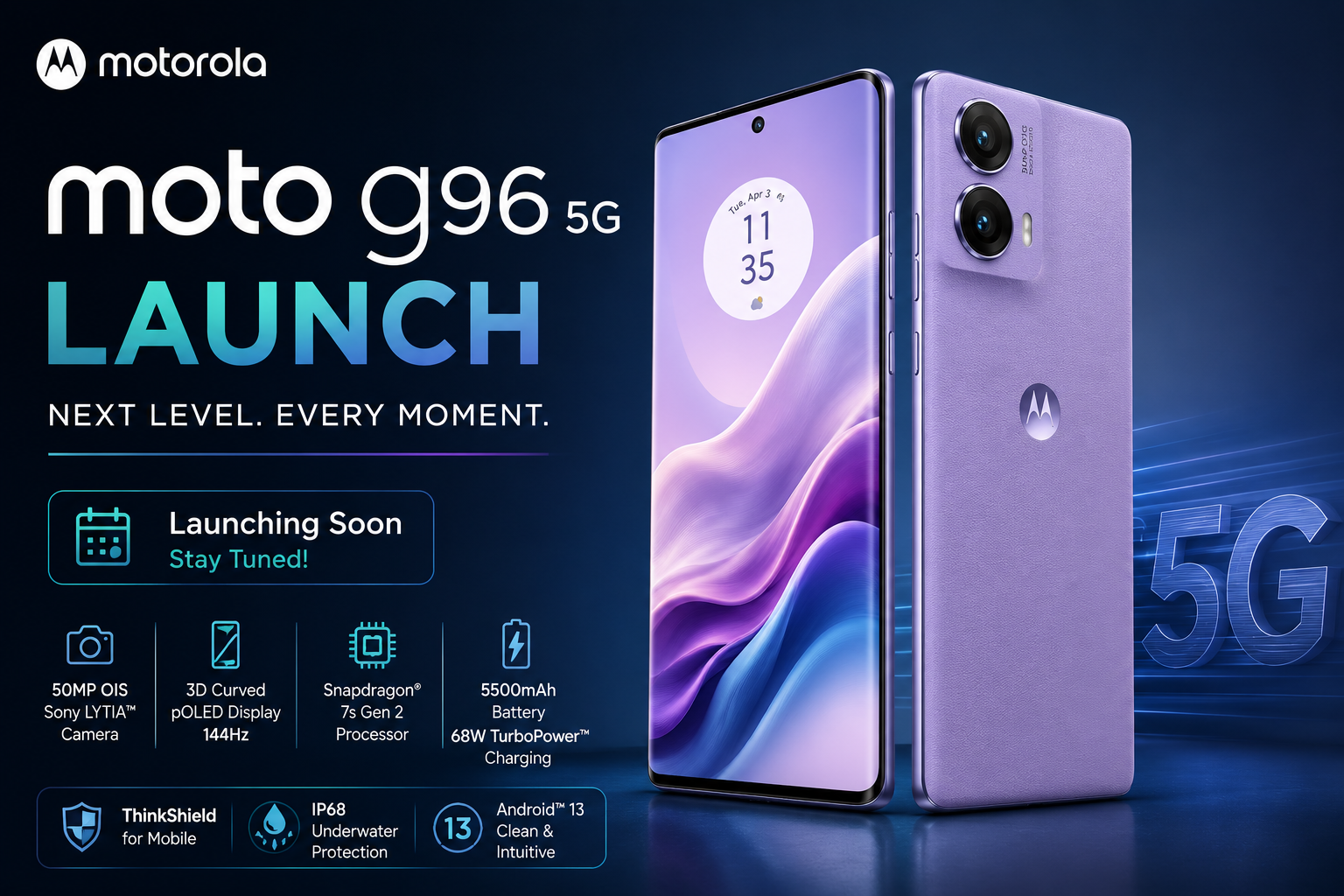 Moto G96 5G Launch in India: Snapdragon 7s Gen 2, 144Hz Curved pOLED Display, 50MP Sony Camera and IP68 Protection