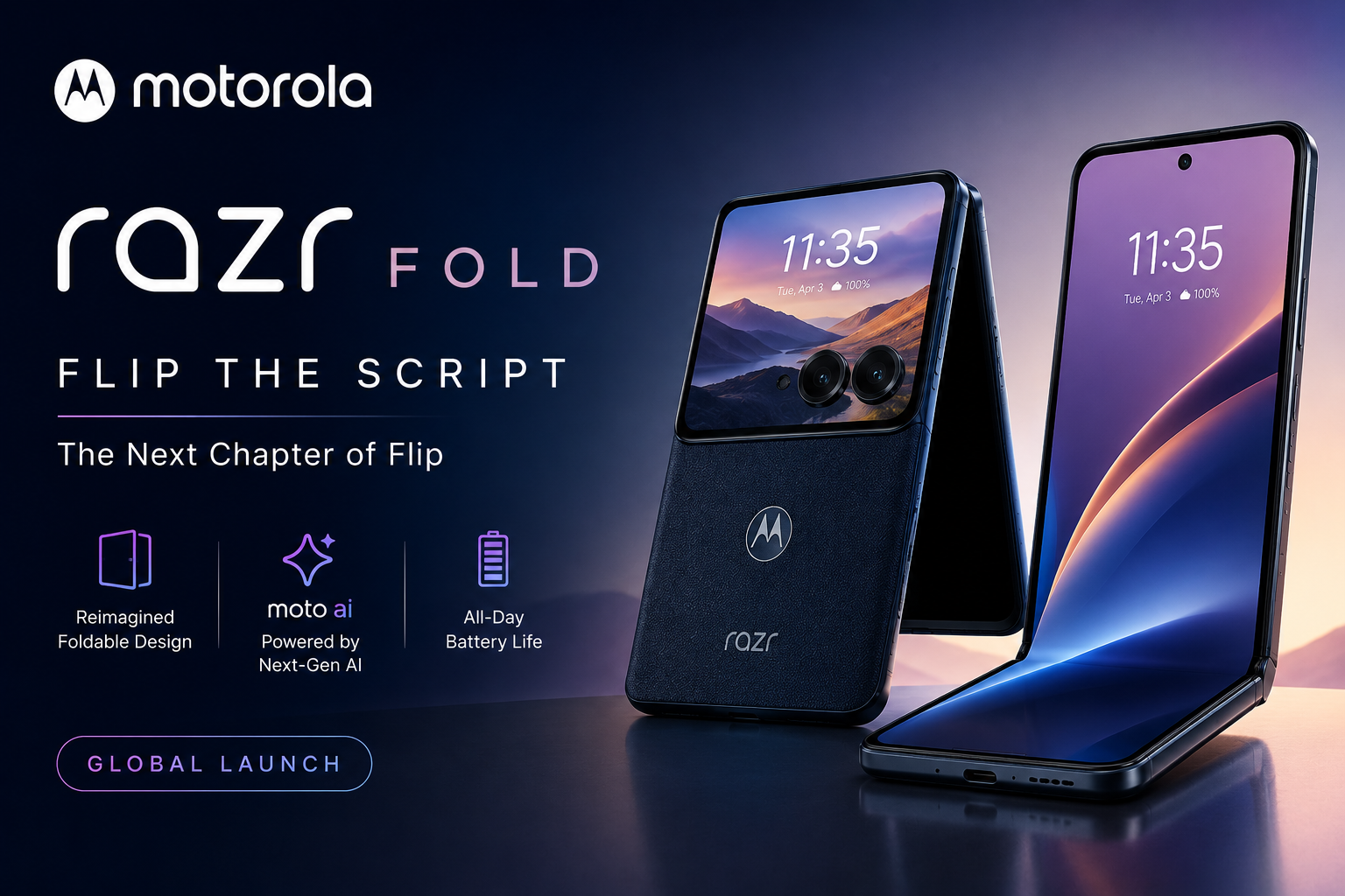 Motorola Razr Fold Launches Globally: Large Cover Display, Premium Foldable Design and Flagship Features