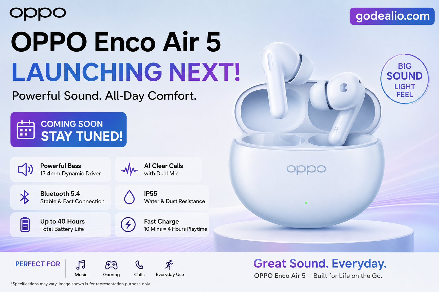 OPPO Enco Air 5 Launched in India: 52dB ANC, Bluetooth 6.1, 54-Hour Battery Life and AI Call Noise Cancellation