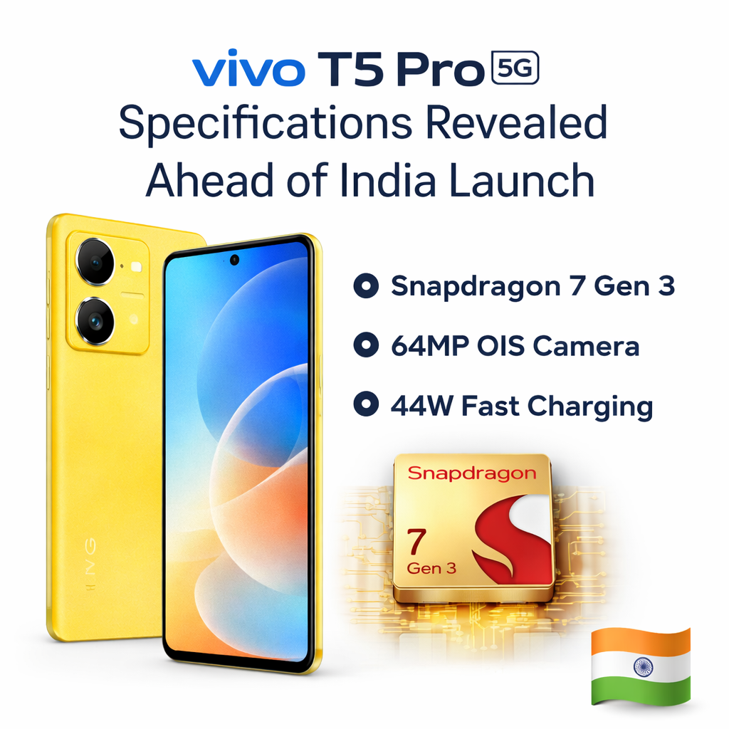 Vivo T5 Pro 5G specifications revealed ahead of India launch, chipset draws attention