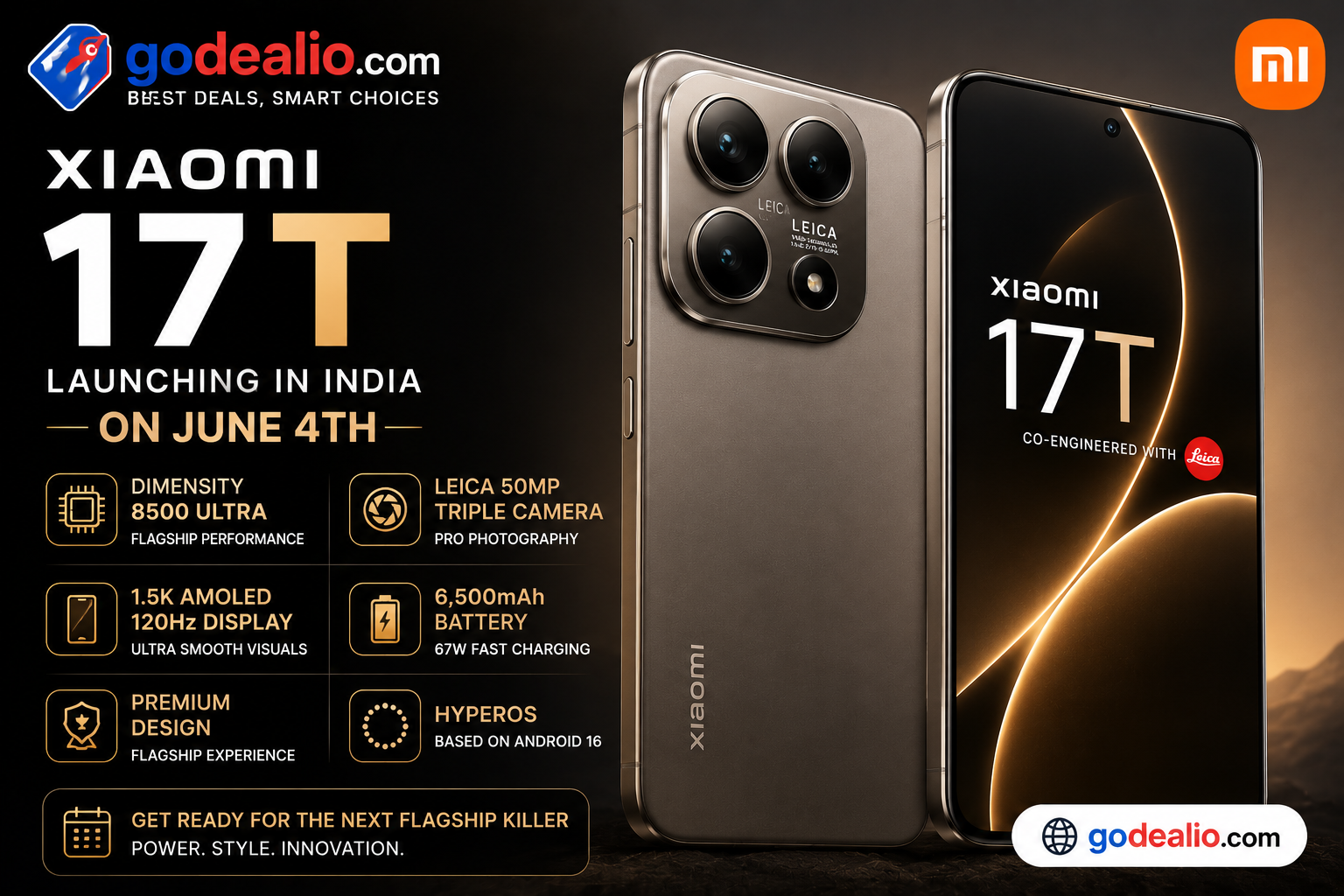 Xiaomi 17T launching in India on June 4th; could feature MediaTek Dimensity 8500 Ultra SoC, 50MP cameras, and more